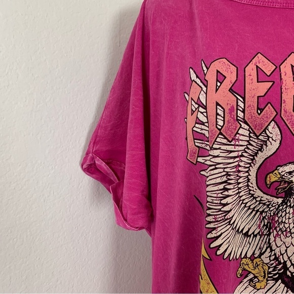 HRT & LUV Mineral Washed Tee Shirt Dress Freebird 2XL Pink Knee Length - Picture 8 of 14